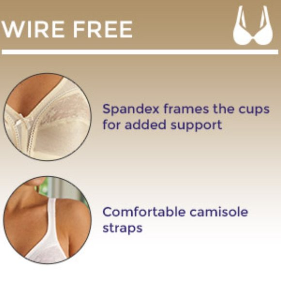 New Carnival Full Figure Camisole Strap Lace Soft Cup Wireless Bra 627 Beige - Picture 6 of 7